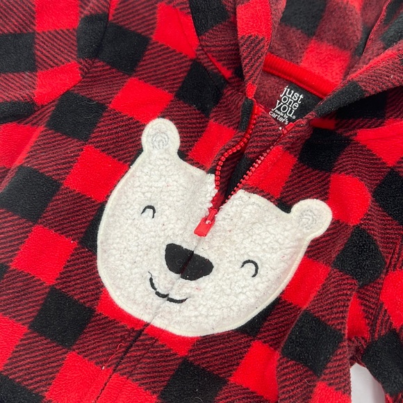 Carter's Just One You Size 18 Month Red Fleece Polar Bear Sleep & Play Jumpsuit - Picture 3 of 4